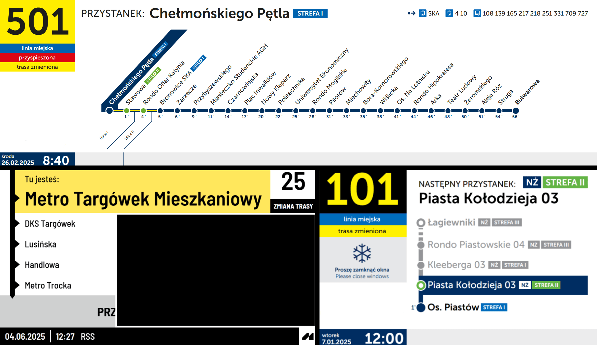 Public transport display templates preview
